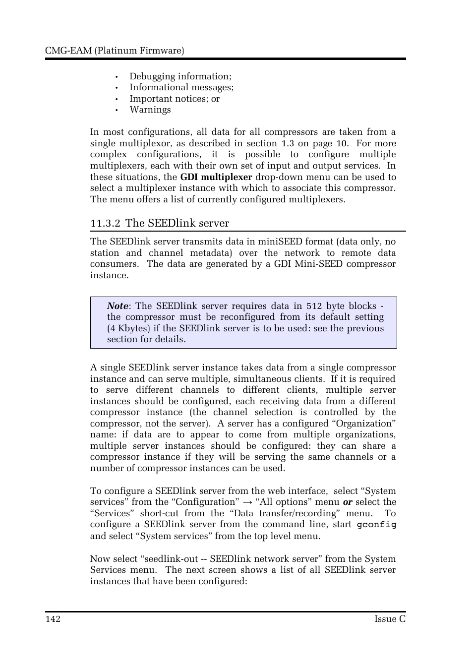 2 the seedlink server | Guralp Systems CMG-DCM build <10,000 User Manual | Page 142 / 214