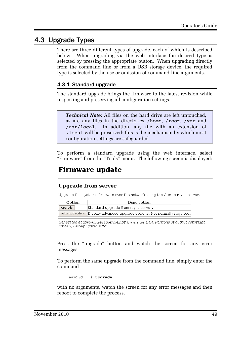 3 upgrade types | Guralp Systems CMG-DCM build <10,000 User Manual | Page 49 / 214