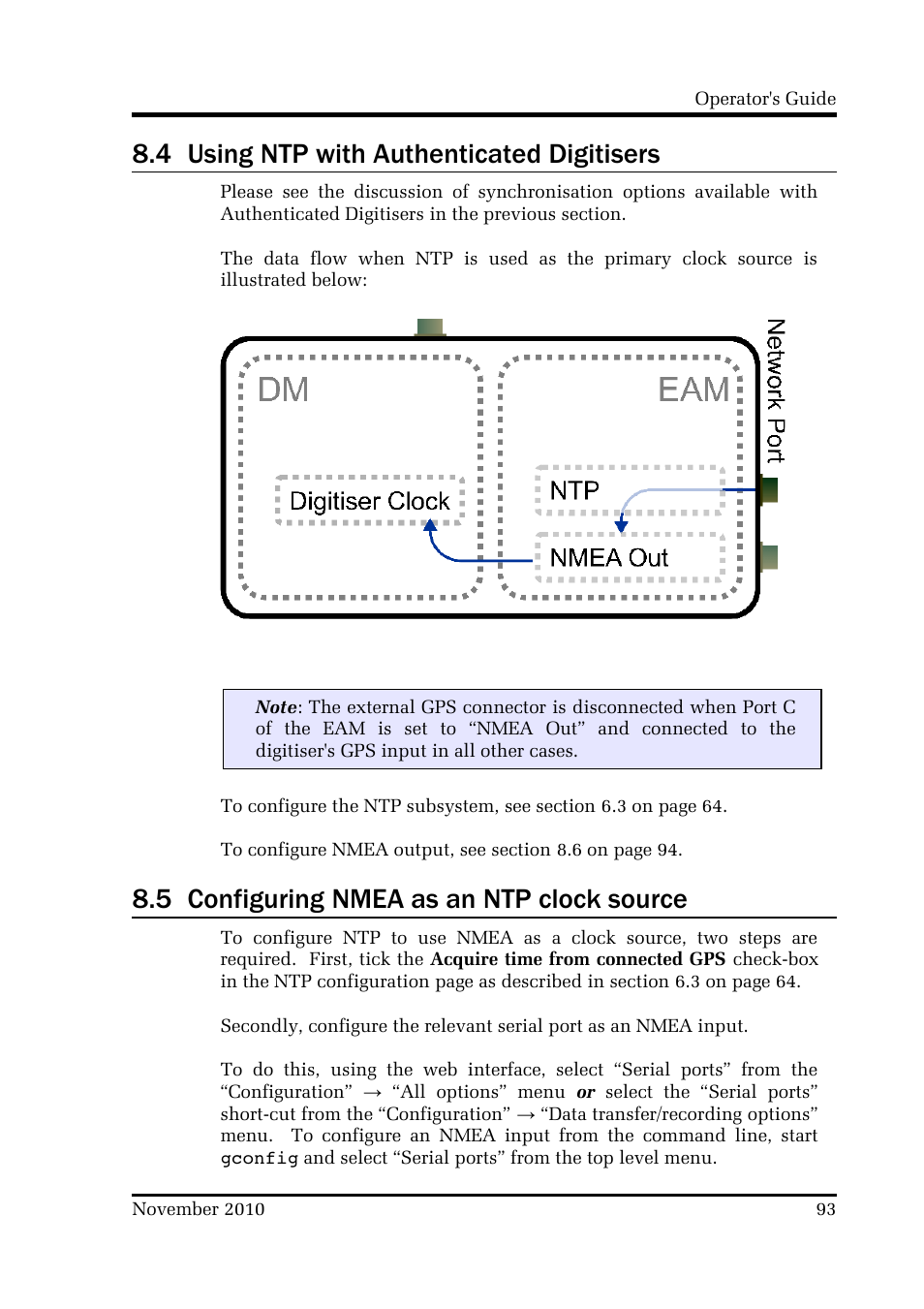 4 using ntp with authenticated digitisers, 5 configuring nmea as an ntp clock source | Guralp Systems CMG-DCM build <10,000 User Manual | Page 93 / 214