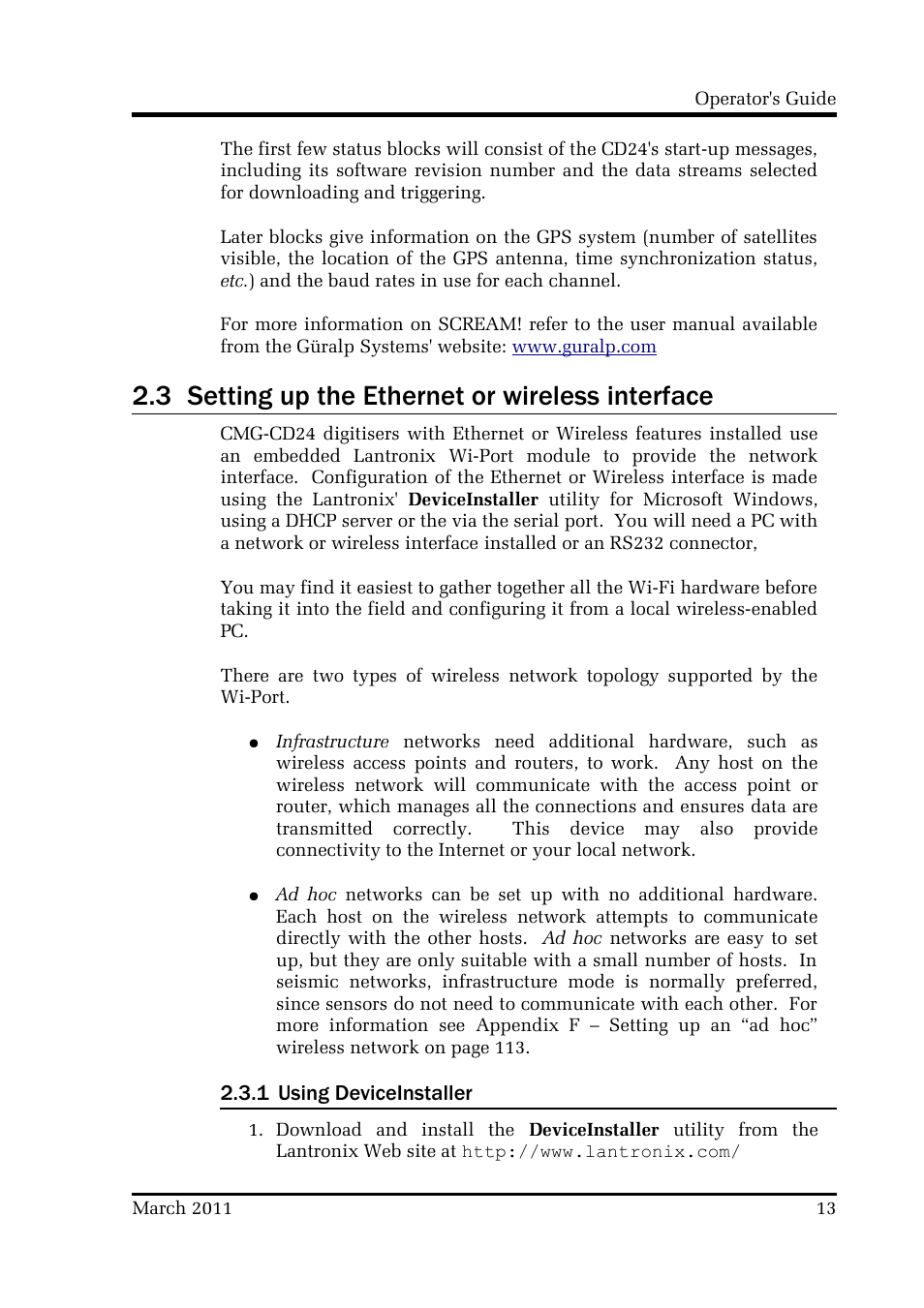 3 setting up the ethernet or wireless interface | Guralp Systems CMG-CD24 User Manual | Page 13 / 117