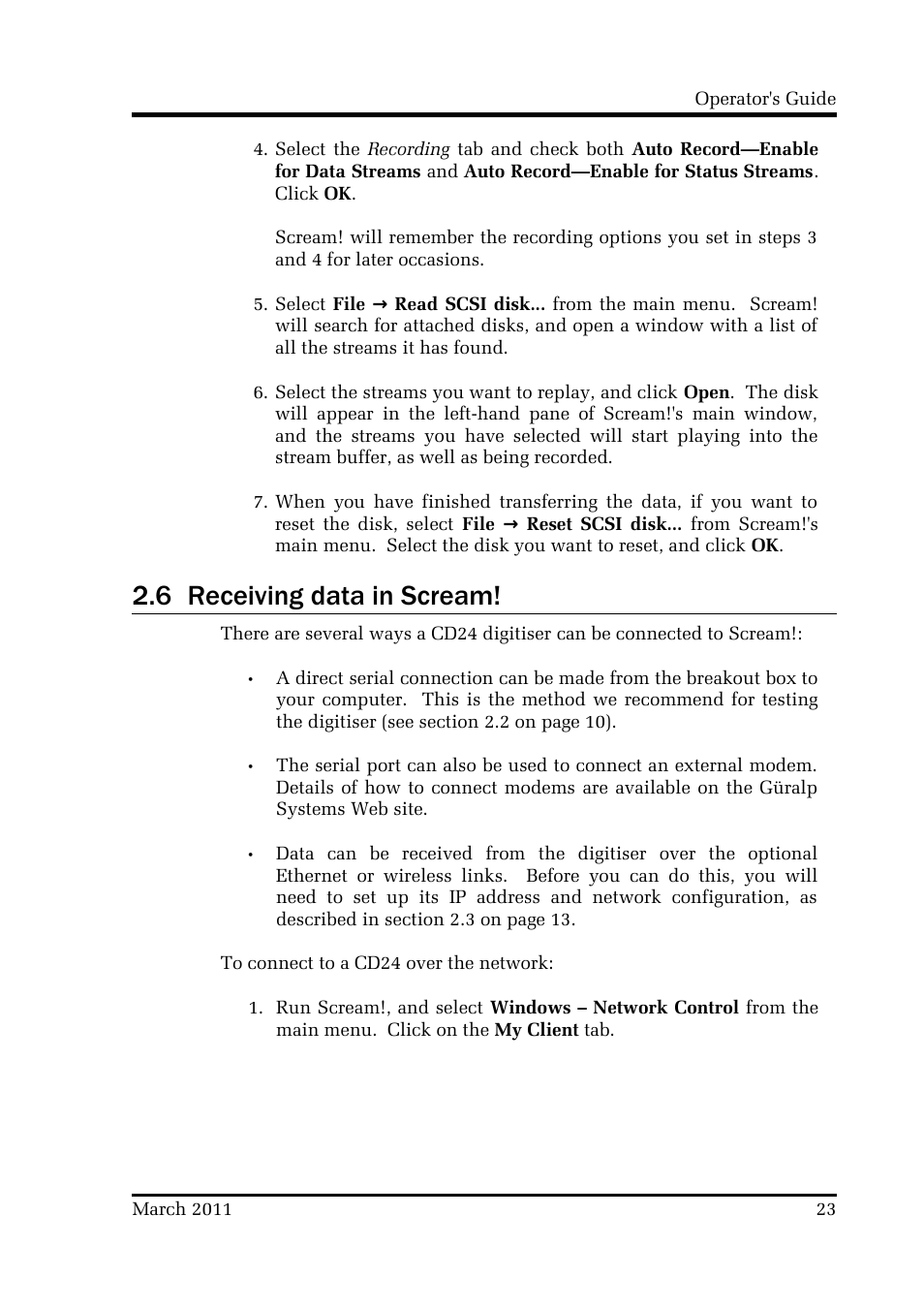 6 receiving data in scream | Guralp Systems CMG-CD24 User Manual | Page 23 / 117