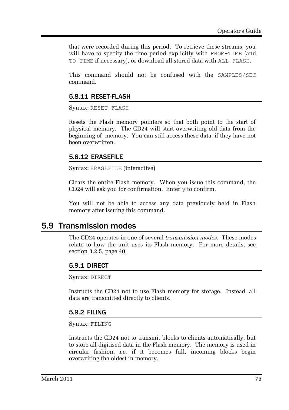 9 transmission modes | Guralp Systems CMG-CD24 User Manual | Page 75 / 117