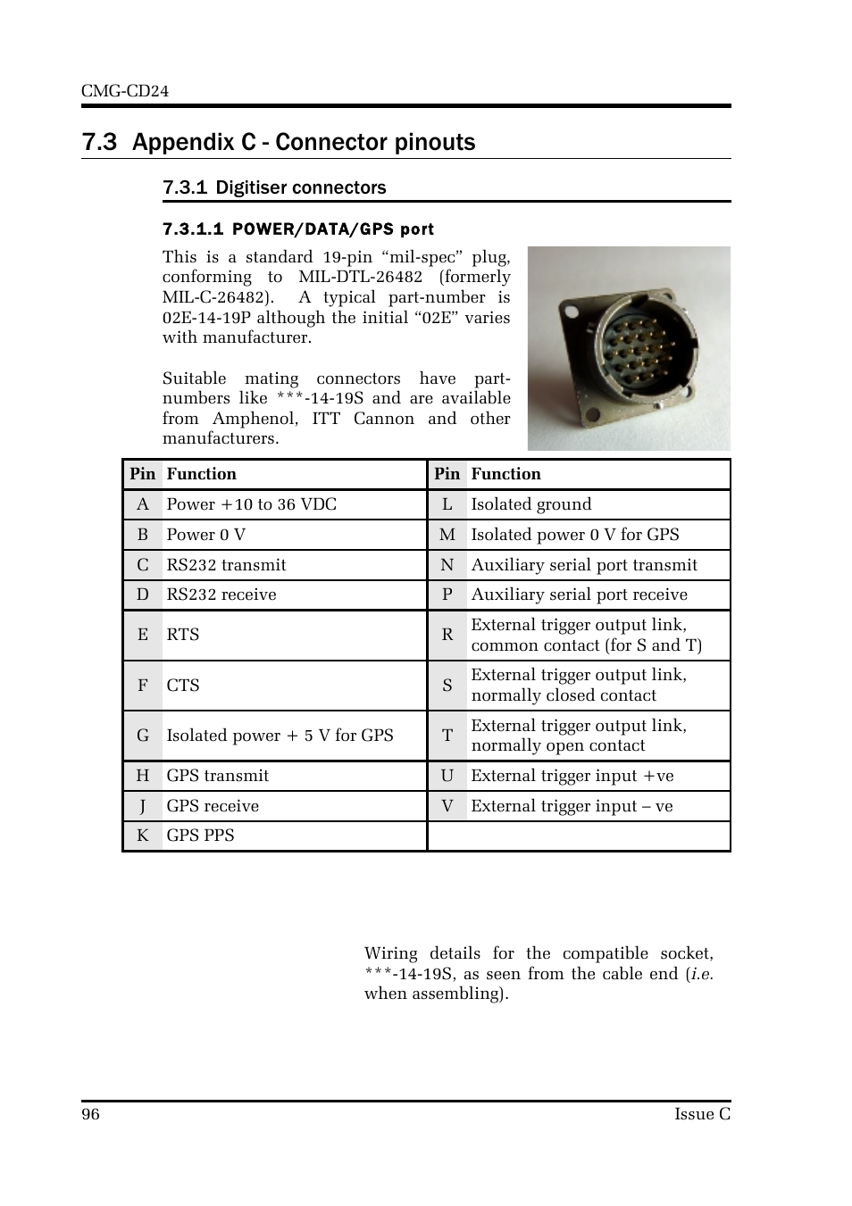 3 appendix c - connector pinouts | Guralp Systems CMG-CD24 User Manual | Page 96 / 117