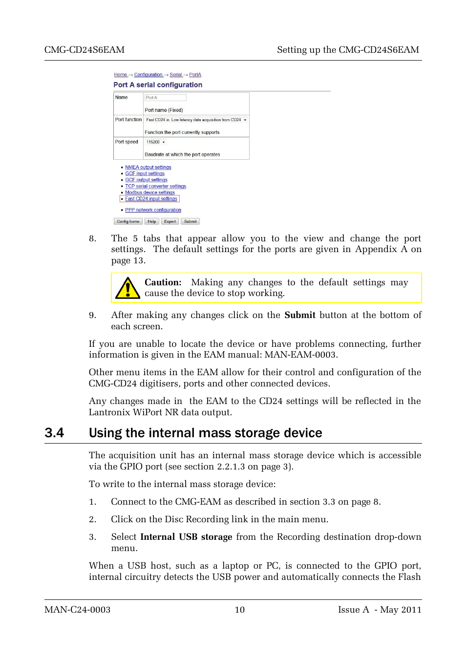 4 using the internal mass storage device | Guralp Systems CMG-CD24S6EAM User Manual | Page 13 / 42