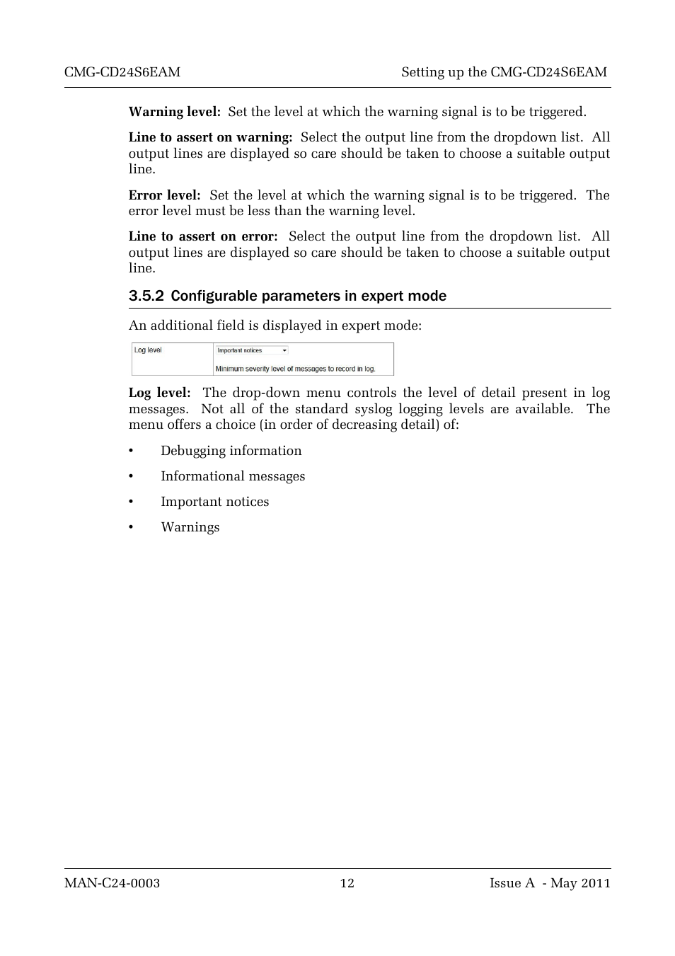 2 configurable parameters in expert mode | Guralp Systems CMG-CD24S6EAM User Manual | Page 15 / 42