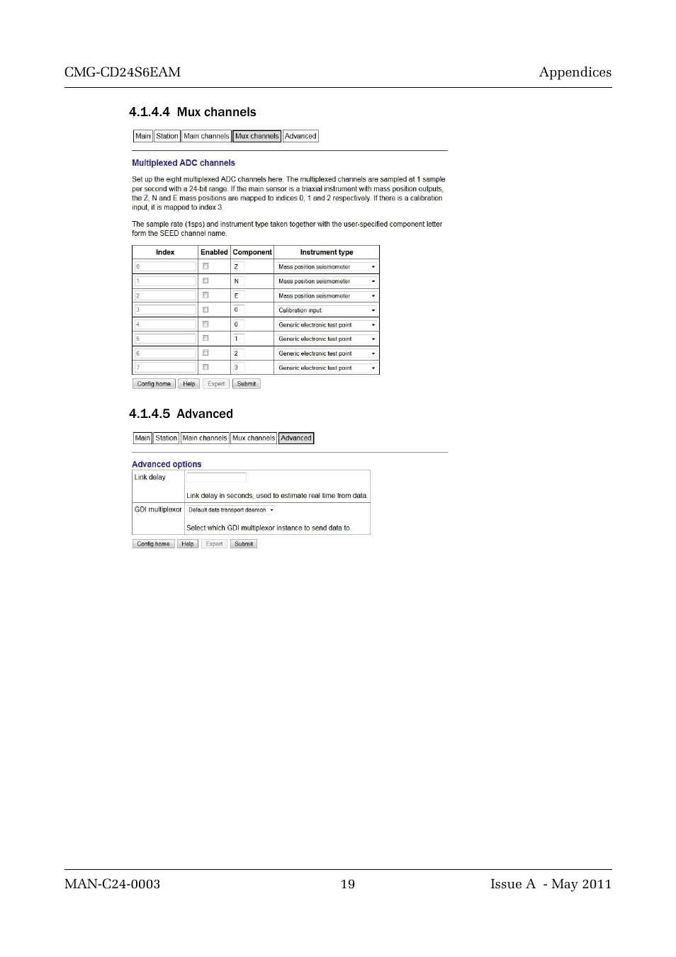 4 mux channels, 5 advanced | Guralp Systems CMG-CD24S6EAM User Manual | Page 22 / 42