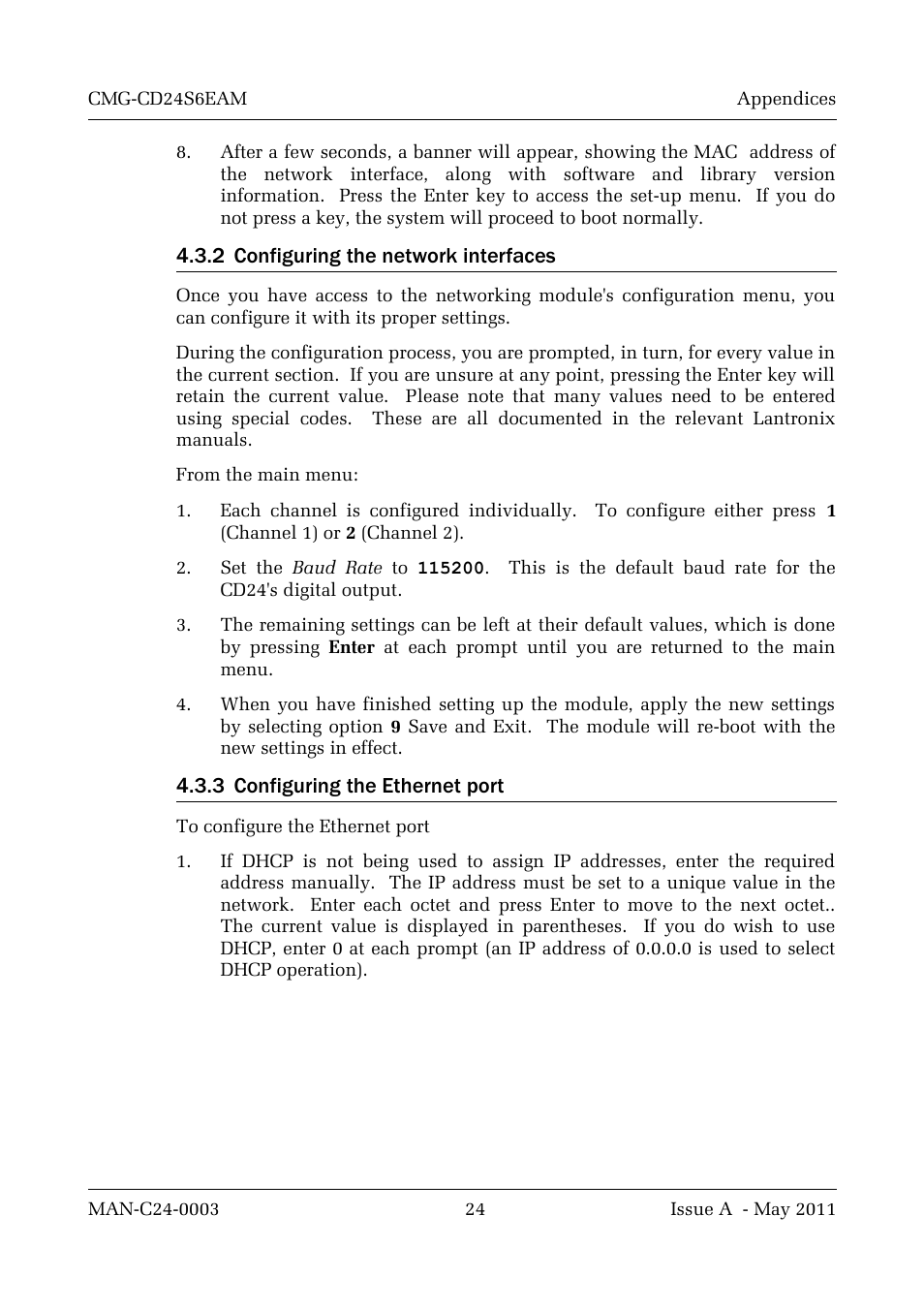 2 configuring the network interfaces, 3 configuring the ethernet port | Guralp Systems CMG-CD24S6EAM User Manual | Page 27 / 42