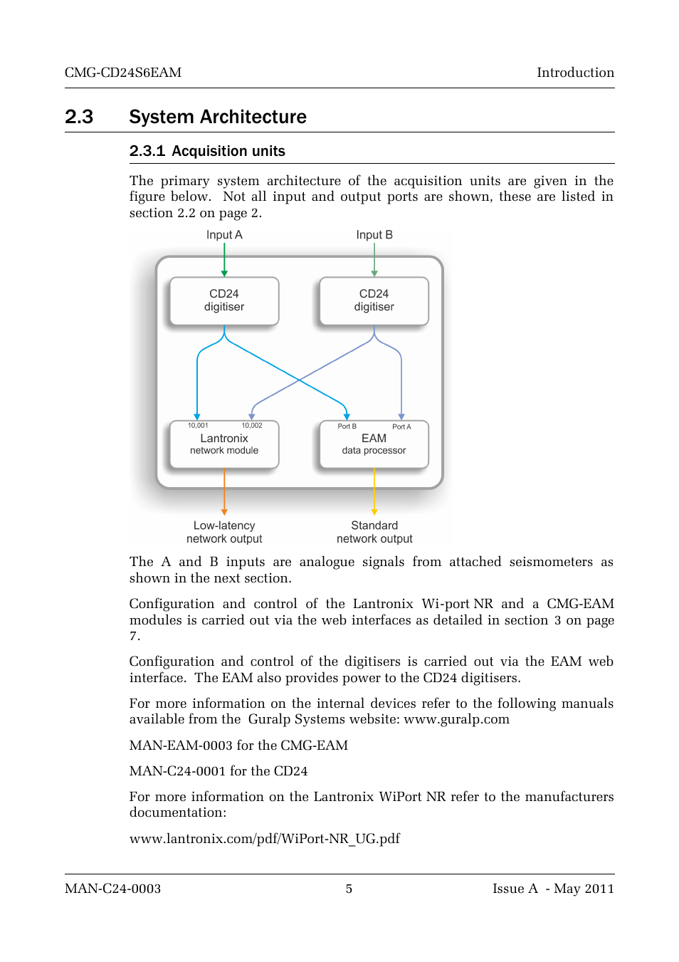 3 system architecture, 1 acquisition units | Guralp Systems CMG-CD24S6EAM User Manual | Page 8 / 42