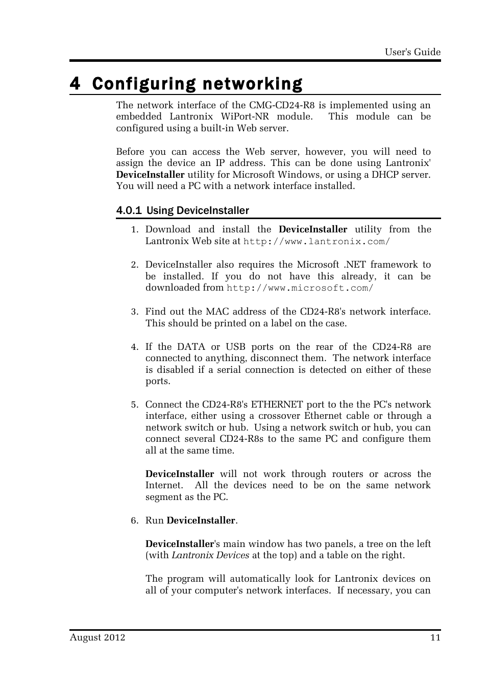 4 configuring networking | Guralp Systems CMG-CD24R8 User Manual | Page 11 / 21