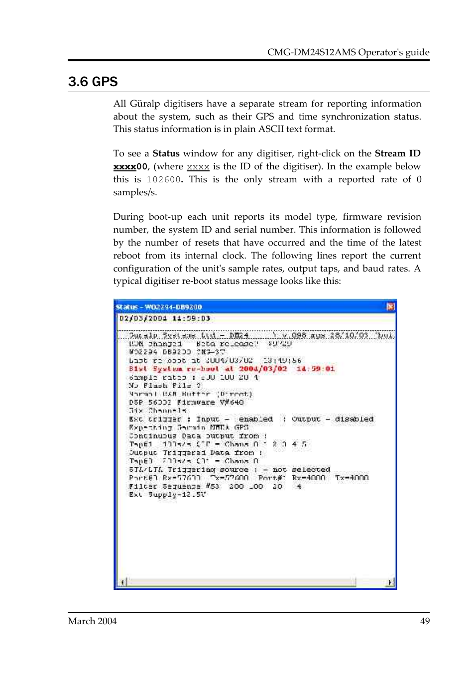 6 gps | Guralp Systems CMG-DM24S12AMS User Manual | Page 49 / 79
