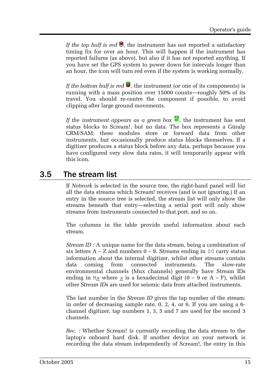 5 the stream list | Guralp Systems CMG-EDU User Manual | Page 15 / 46