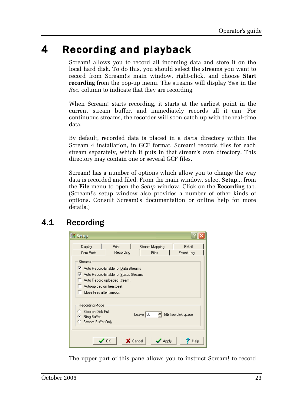 4 recording and playback, 1 recording | Guralp Systems CMG-EDU User Manual | Page 23 / 46