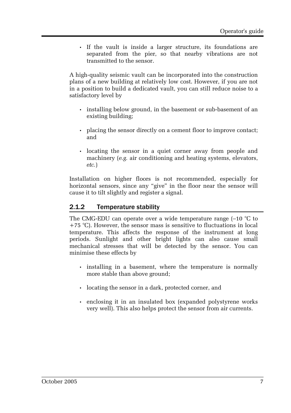 2 temperature stability | Guralp Systems CMG-EDU User Manual | Page 7 / 46