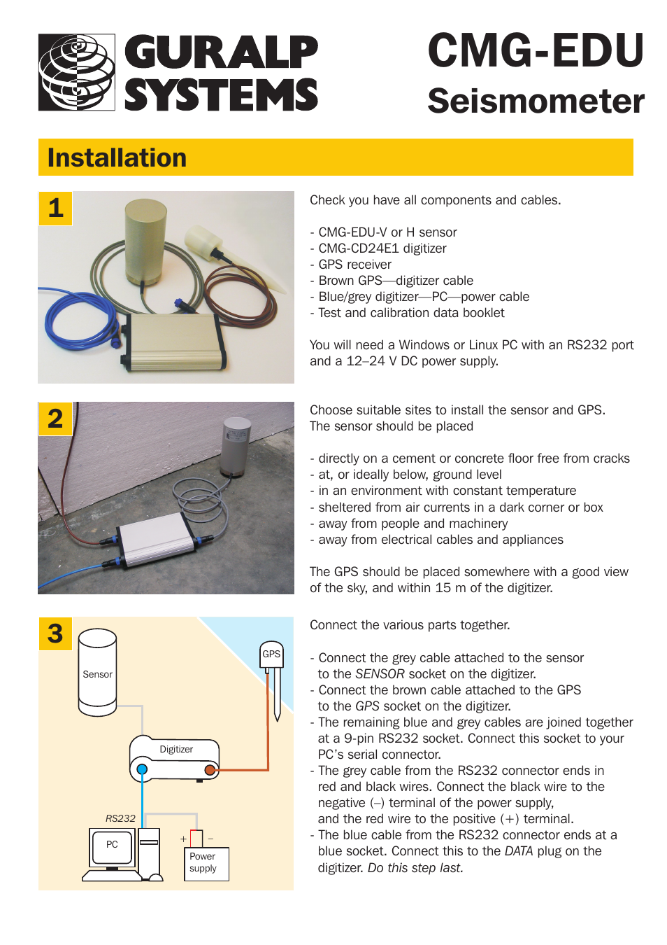 Guralp Systems CMG-EDU Installation User Manual | 2 pages