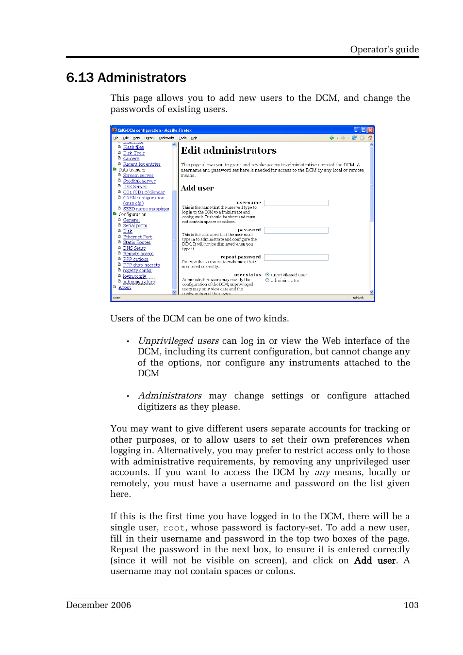 13 administrators | Guralp Systems CMG-DCM User Manual | Page 103 / 132