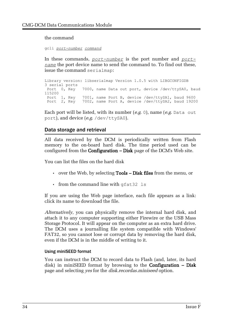 Data storage and retrieval | Guralp Systems CMG-DCM User Manual | Page 34 / 132