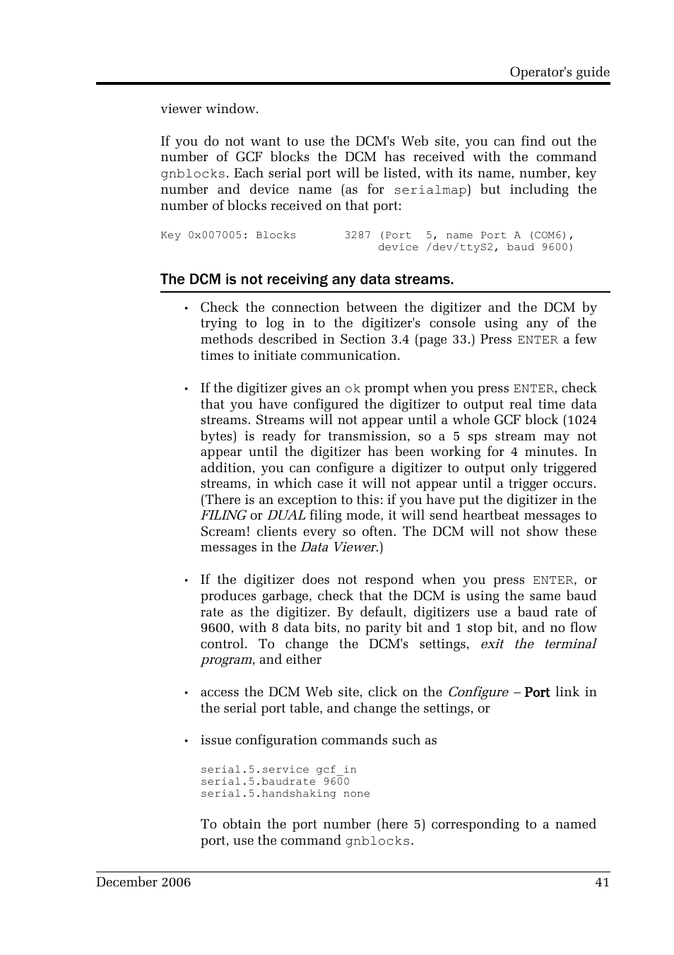 The dcm is not receiving any data streams | Guralp Systems CMG-DCM User Manual | Page 41 / 132