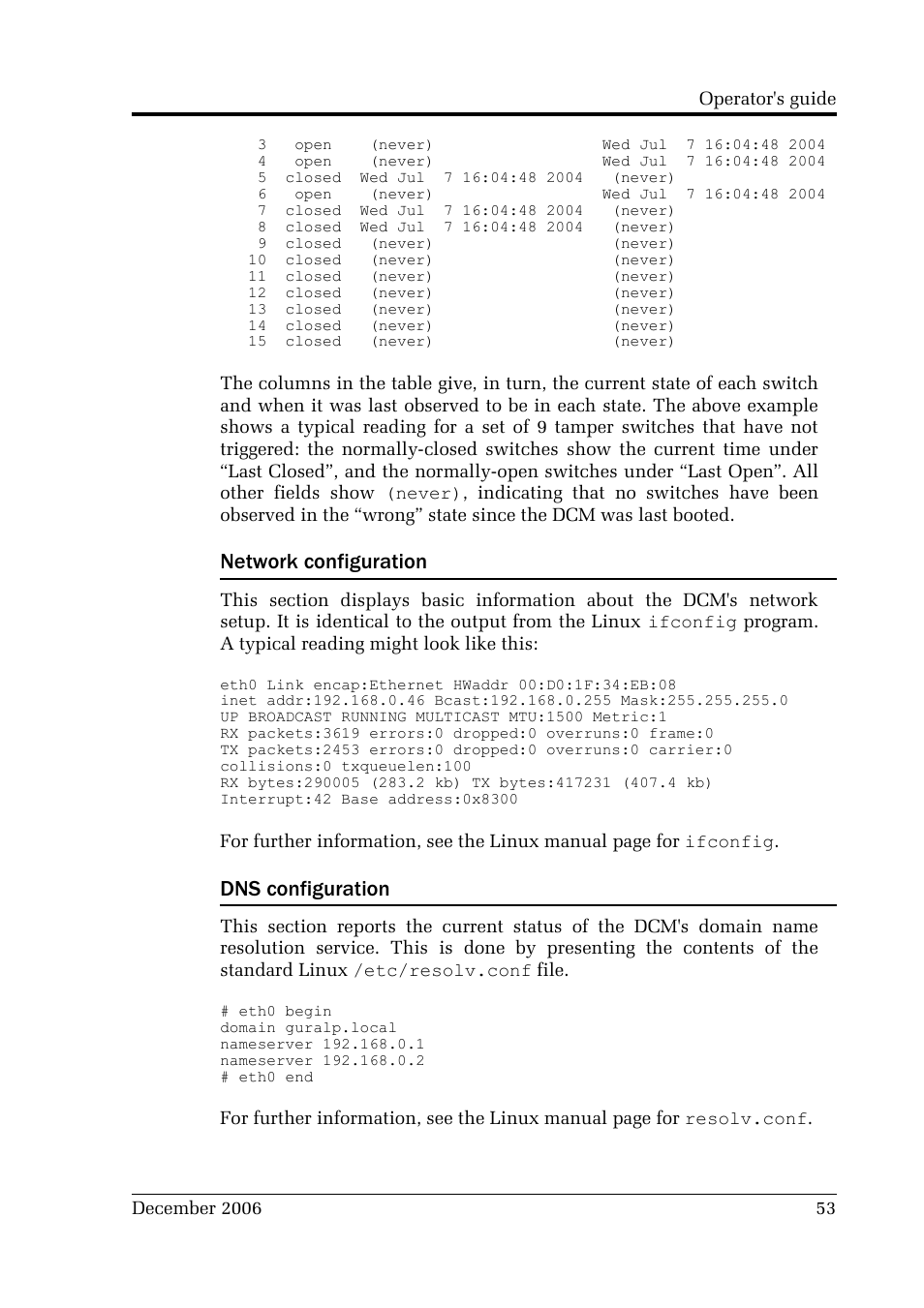 Network configuration, Dns configuration | Guralp Systems CMG-DCM User Manual | Page 53 / 132
