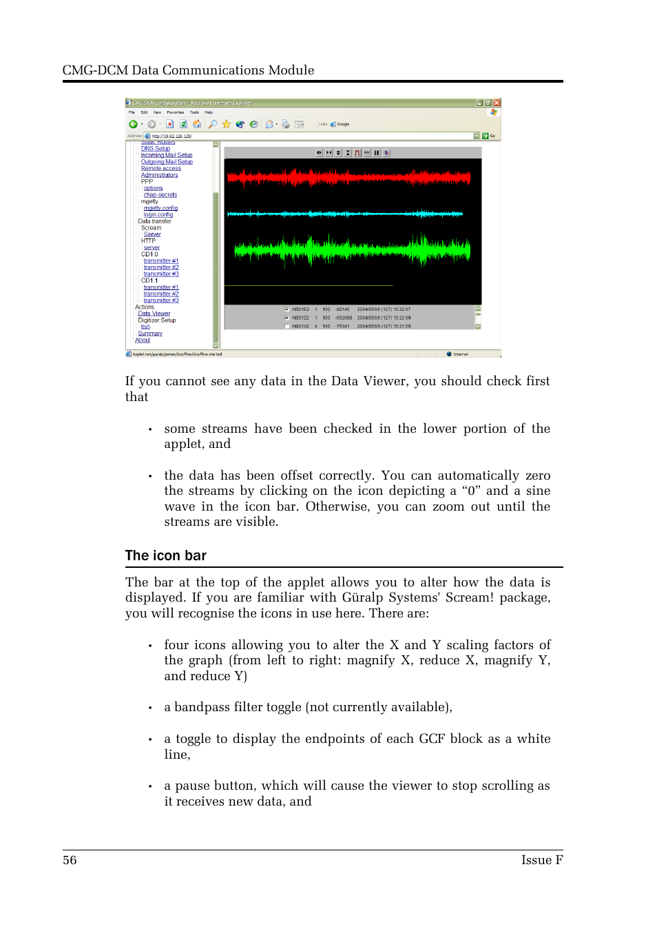 The icon bar | Guralp Systems CMG-DCM User Manual | Page 56 / 132