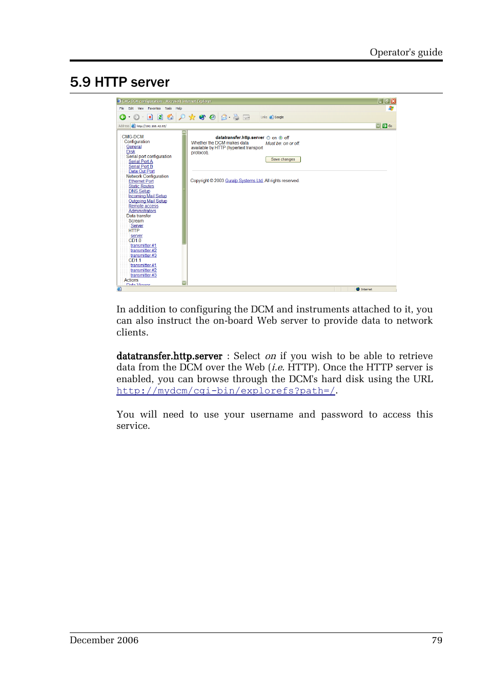 9 http server, Http server | Guralp Systems CMG-DCM User Manual | Page 79 / 132