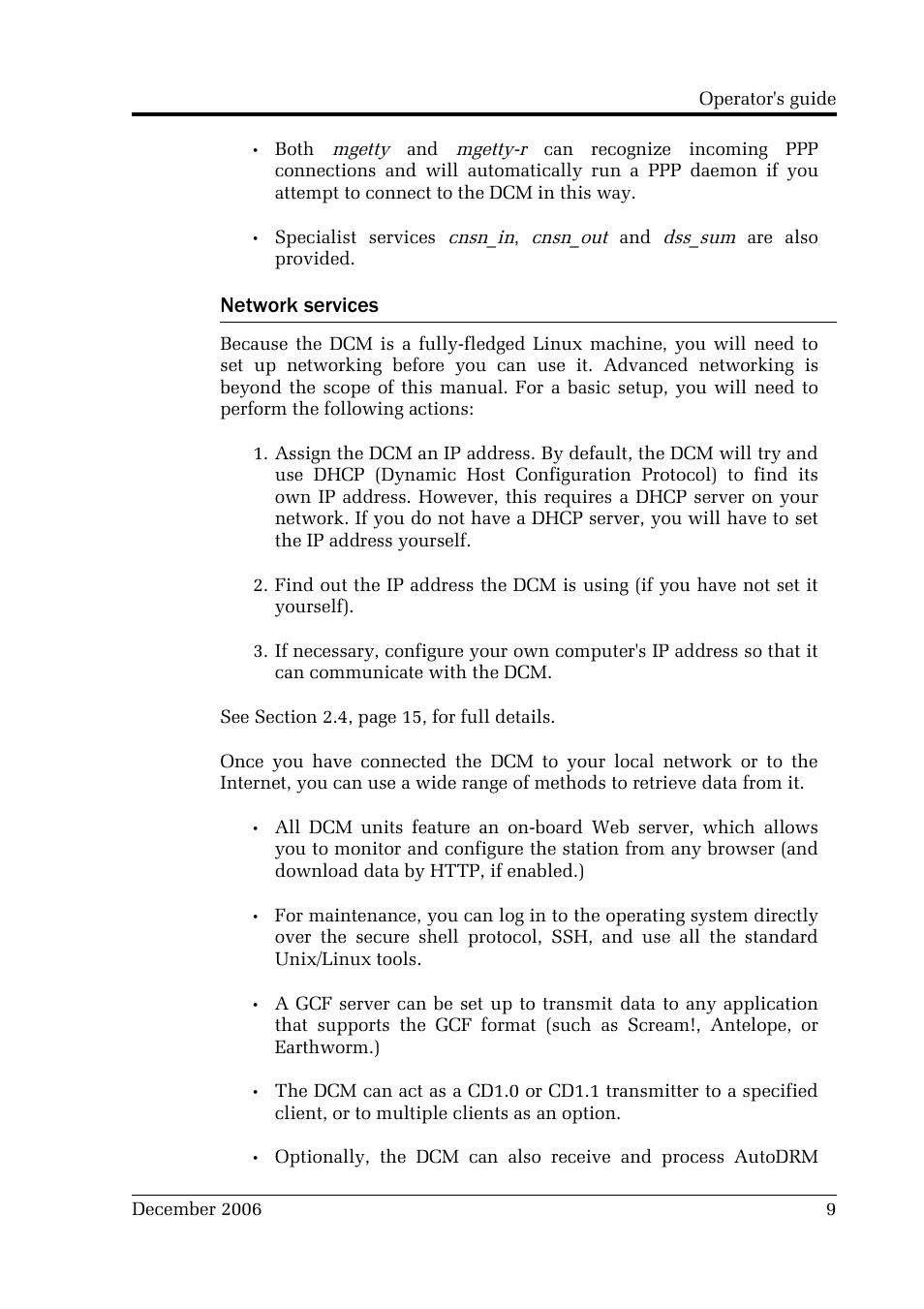 Network services | Guralp Systems CMG-DCM User Manual | Page 9 / 132