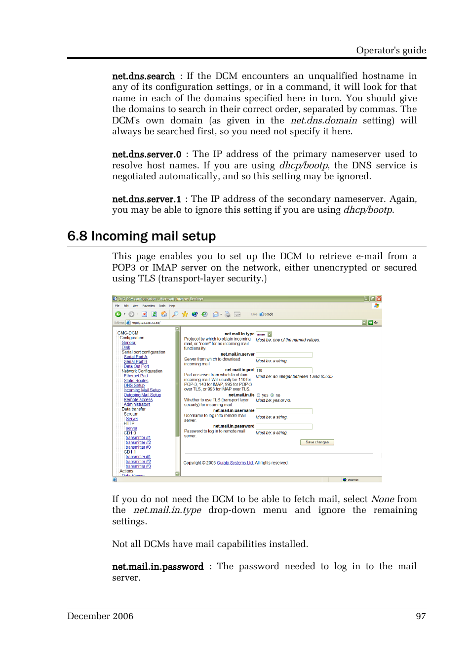 8 incoming mail setup | Guralp Systems CMG-DCM User Manual | Page 97 / 132