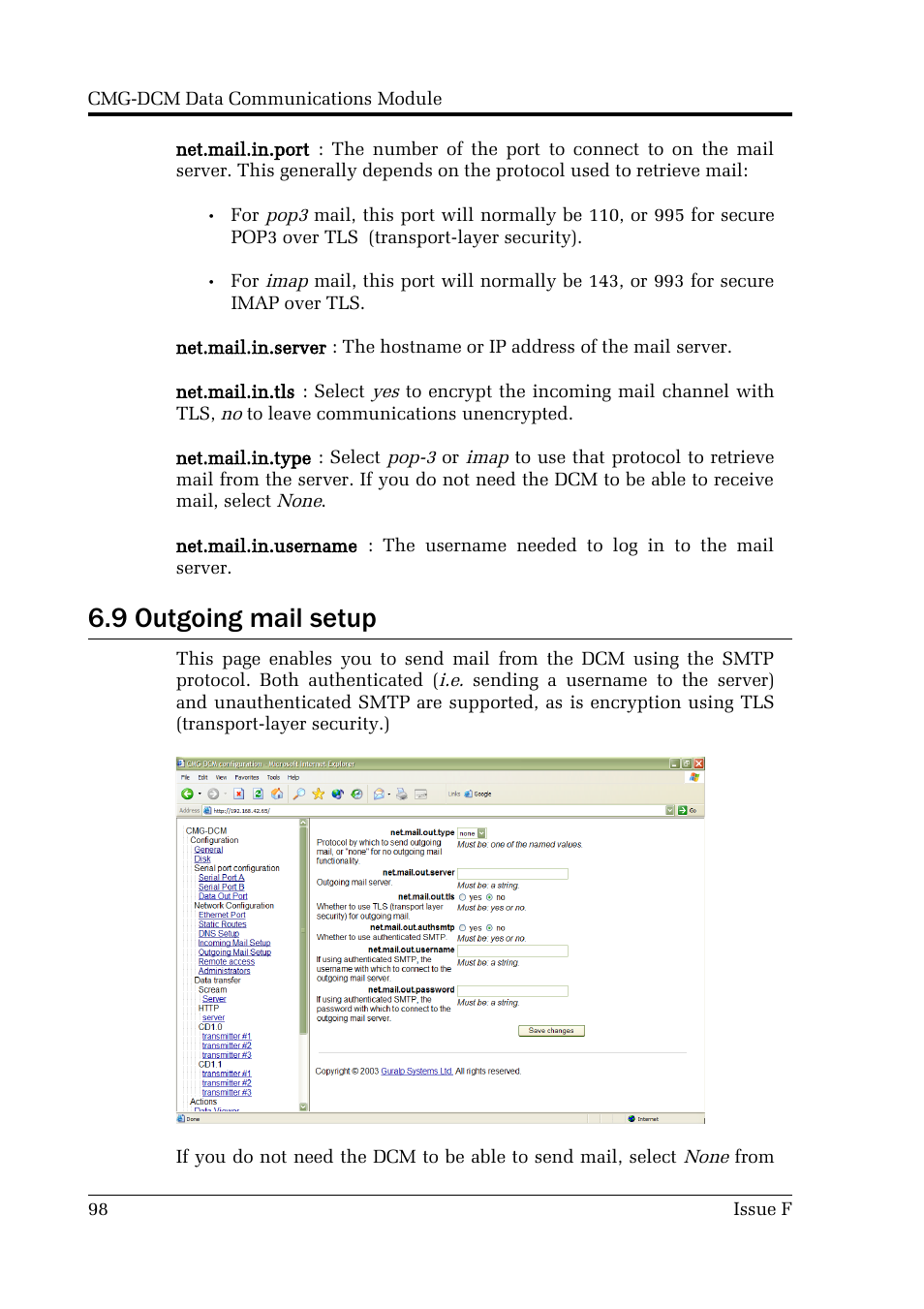 9 outgoing mail setup | Guralp Systems CMG-DCM User Manual | Page 98 / 132
