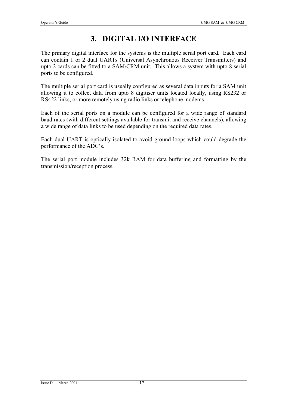 Digital i/o interface | Guralp Systems CMG-SAM User Manual | Page 19 / 29
