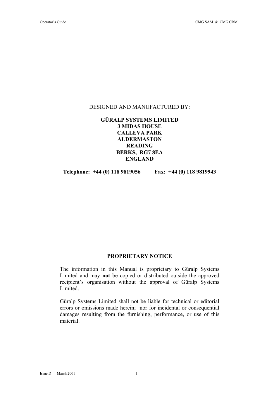 Güralp systems limited, Reading | Guralp Systems CMG-SAM User Manual | Page 3 / 29
