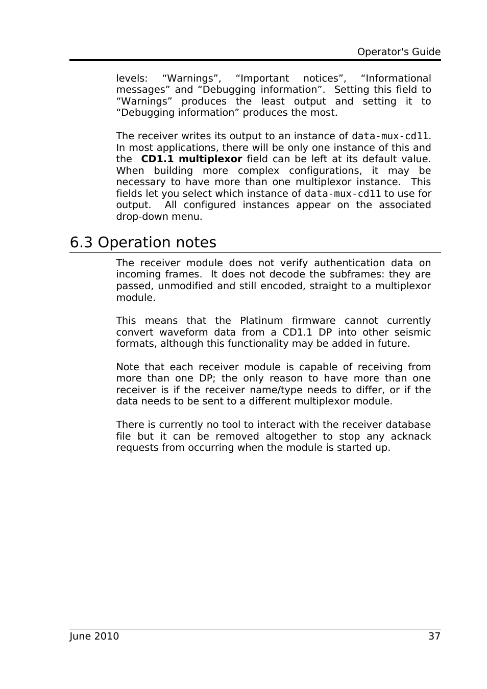 3 operation notes | Guralp Systems CD1.1 User Manual | Page 37 / 84