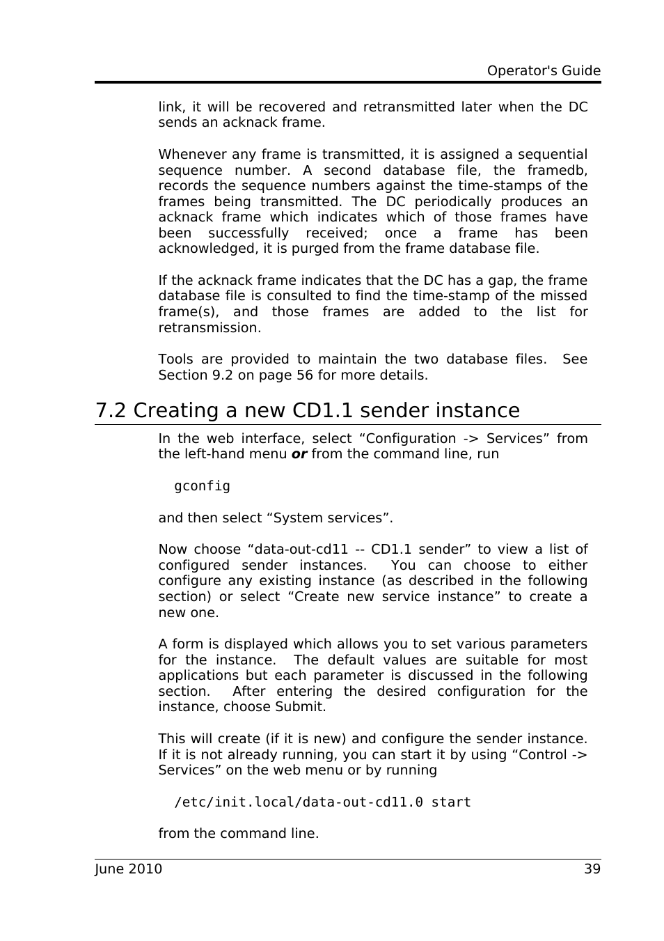 2 creating a new cd1.1 sender instance | Guralp Systems CD1.1 User Manual | Page 39 / 84