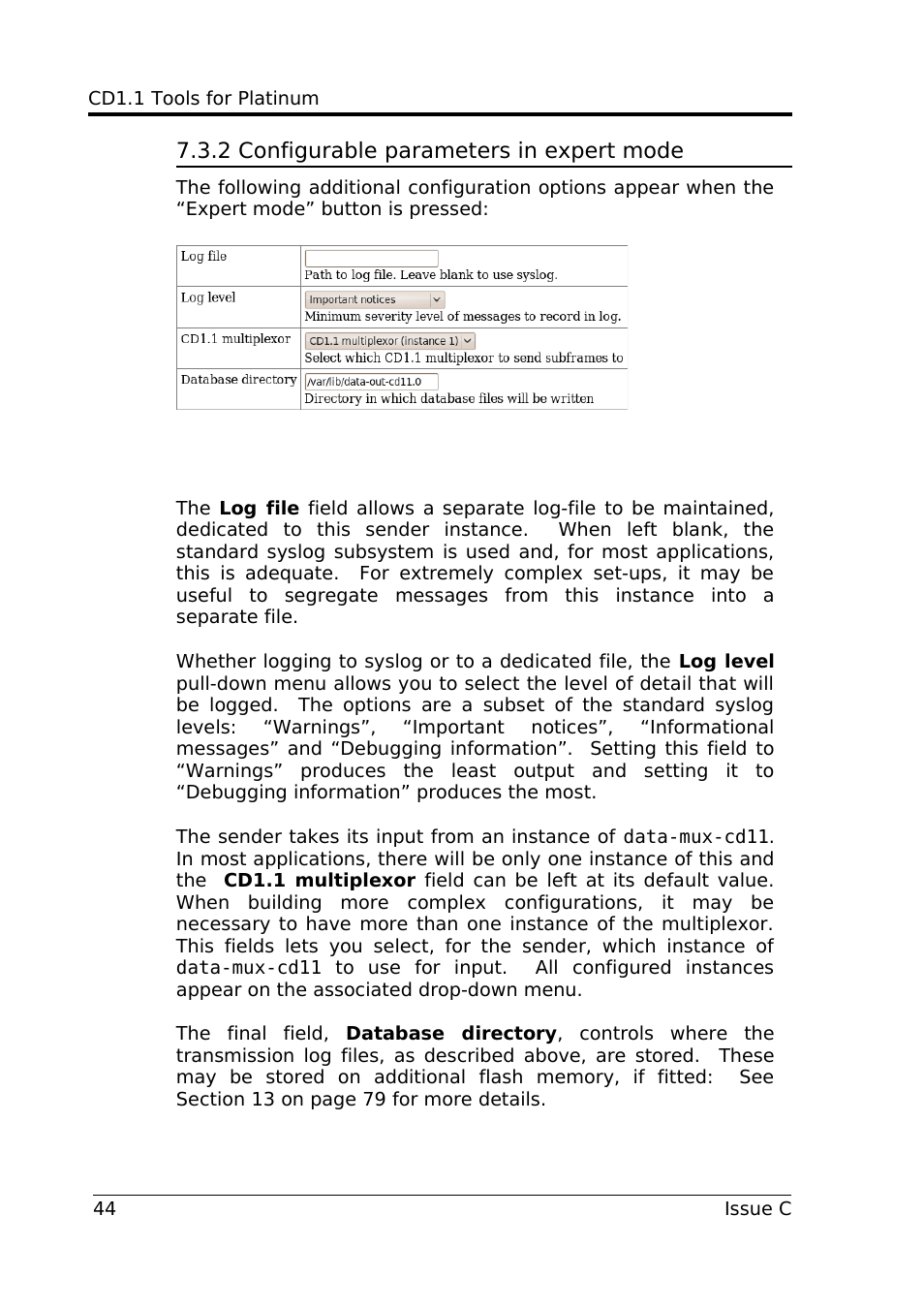 2 configurable parameters in expert mode | Guralp Systems CD1.1 User Manual | Page 44 / 84