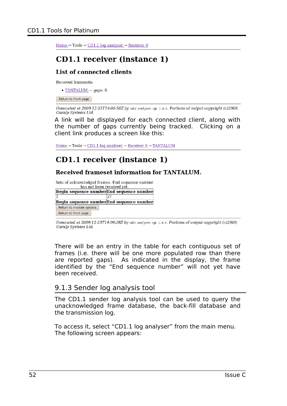 3 sender log analysis tool | Guralp Systems CD1.1 User Manual | Page 52 / 84