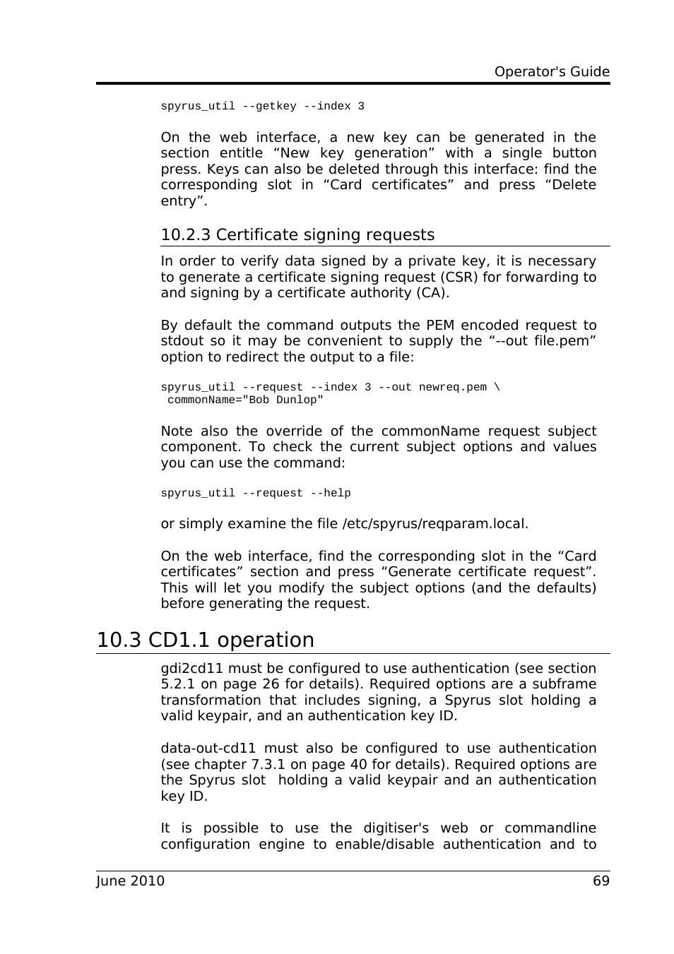 3 certificate signing requests, 3 cd1.1 operation | Guralp Systems CD1.1 User Manual | Page 69 / 84