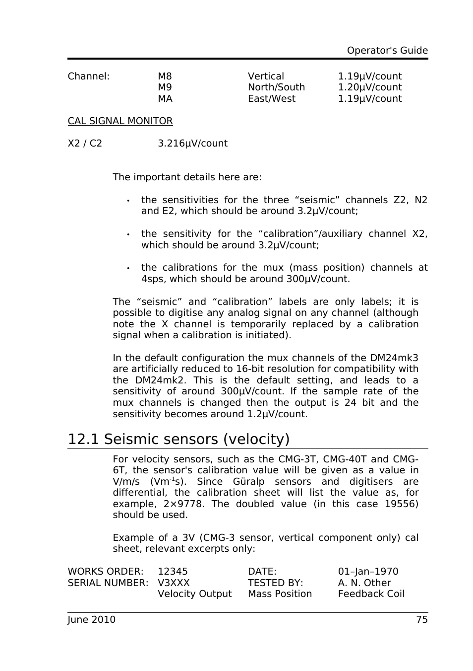 1 seismic sensors (velocity) | Guralp Systems CD1.1 User Manual | Page 75 / 84