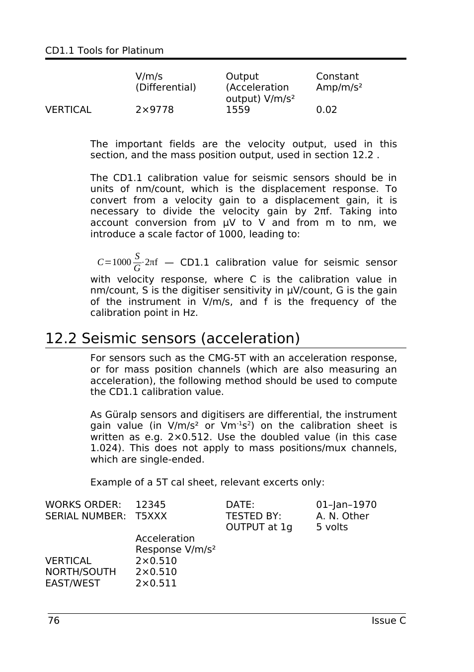 2 seismic sensors (acceleration) | Guralp Systems CD1.1 User Manual | Page 76 / 84