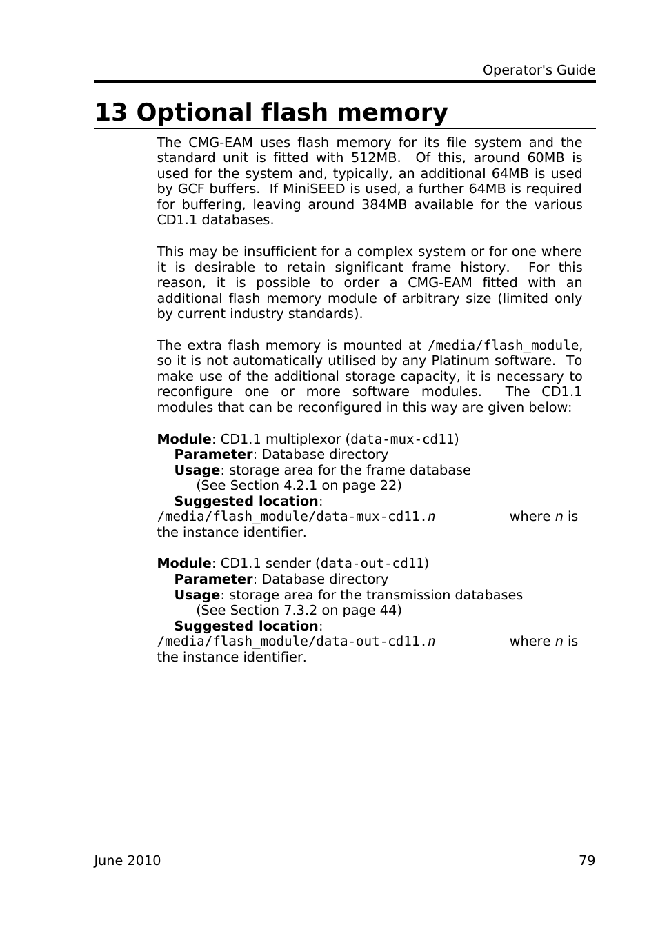 13 optional flash memory, N 13, 79 f | Optional flash memory | Guralp Systems CD1.1 User Manual | Page 79 / 84