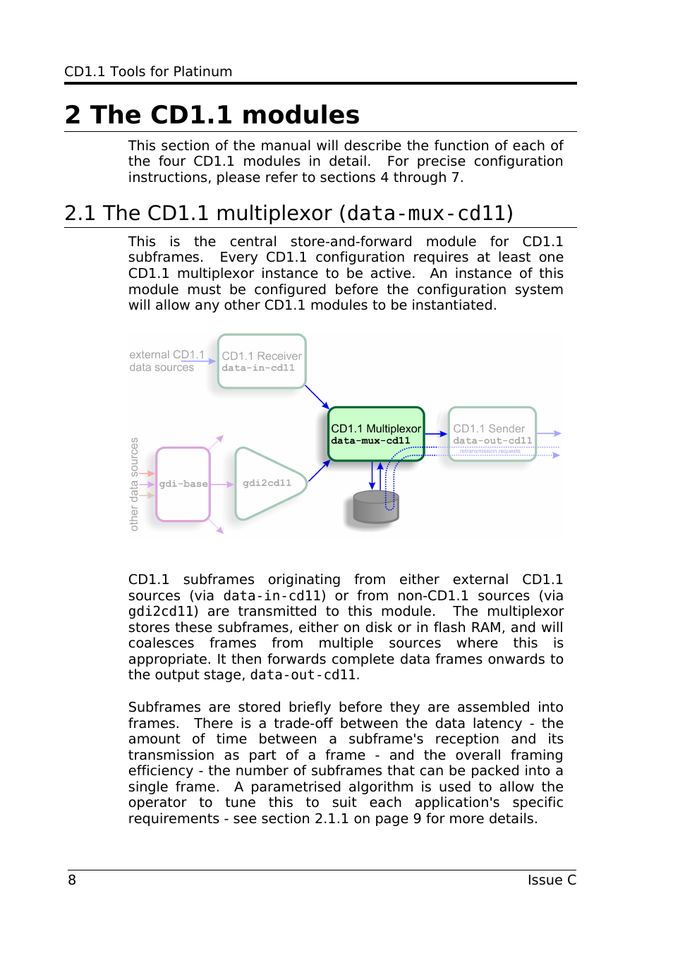 2 the cd1.1 modules, 1 the cd1.1 multiplexor (data-mux-cd11) | Guralp Systems CD1.1 User Manual | Page 8 / 84