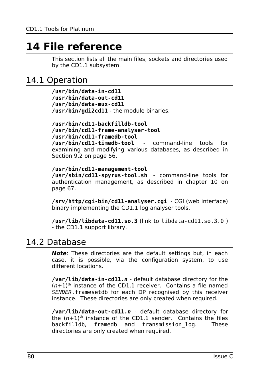 14 file reference, 1 operation, 2 database | Guralp Systems CD1.1 User Manual | Page 80 / 84