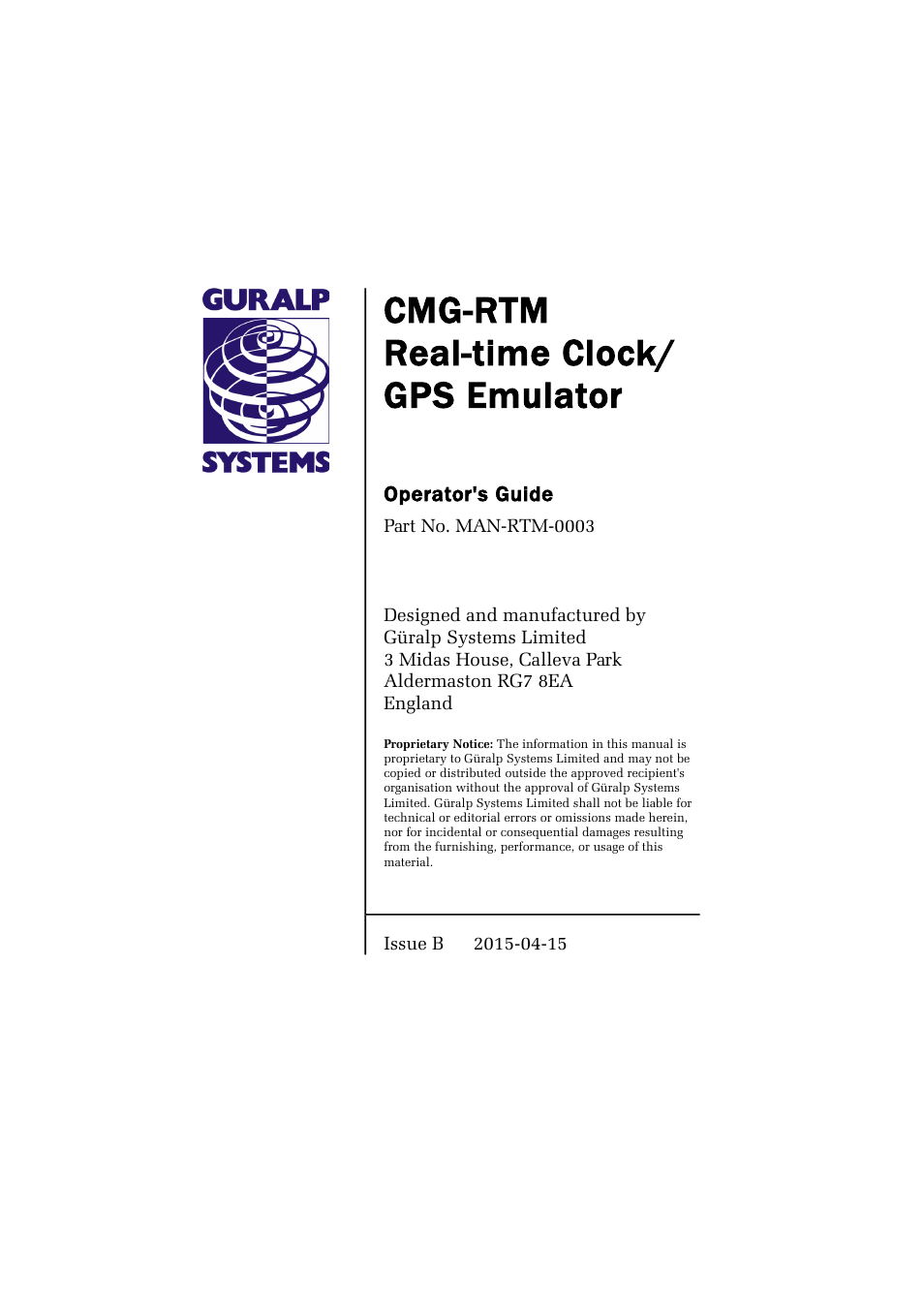 Guralp Systems CMG-RTM User Manual | 13 pages