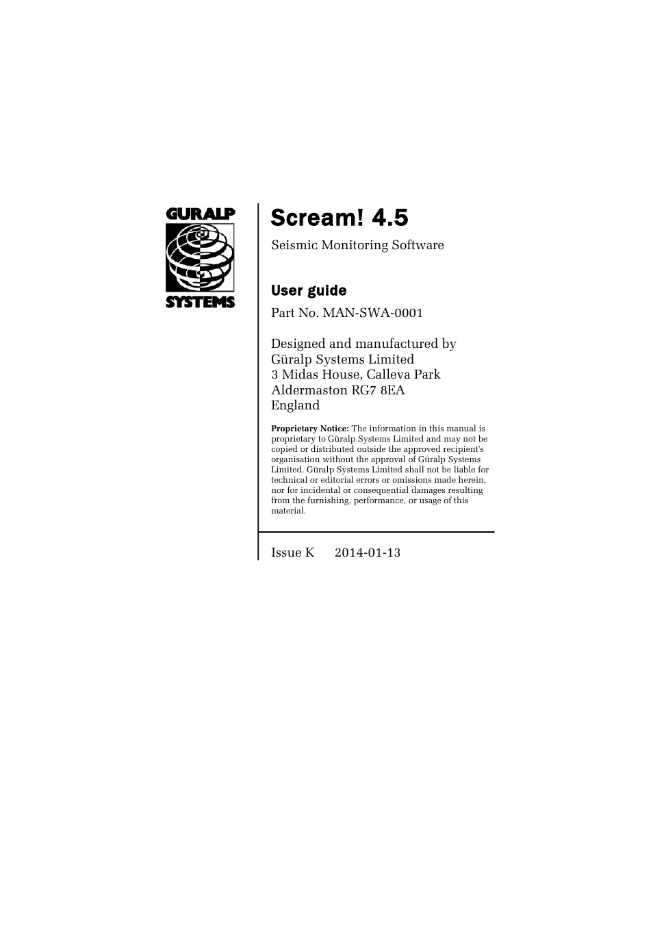 Guralp Systems Scream User Manual | 142 pages