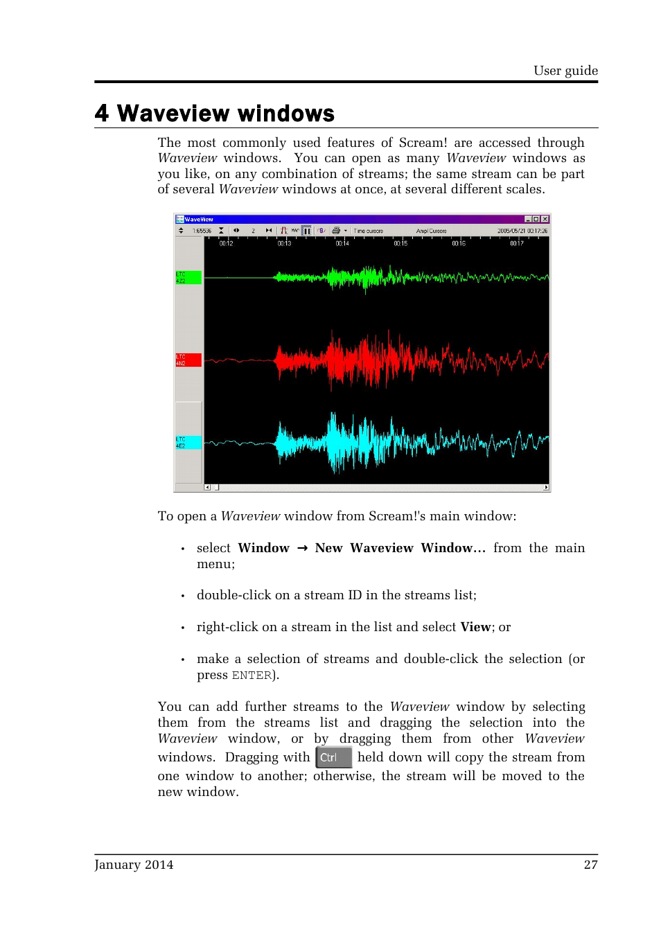 4 waveview windows | Guralp Systems Scream User Manual | Page 27 / 142