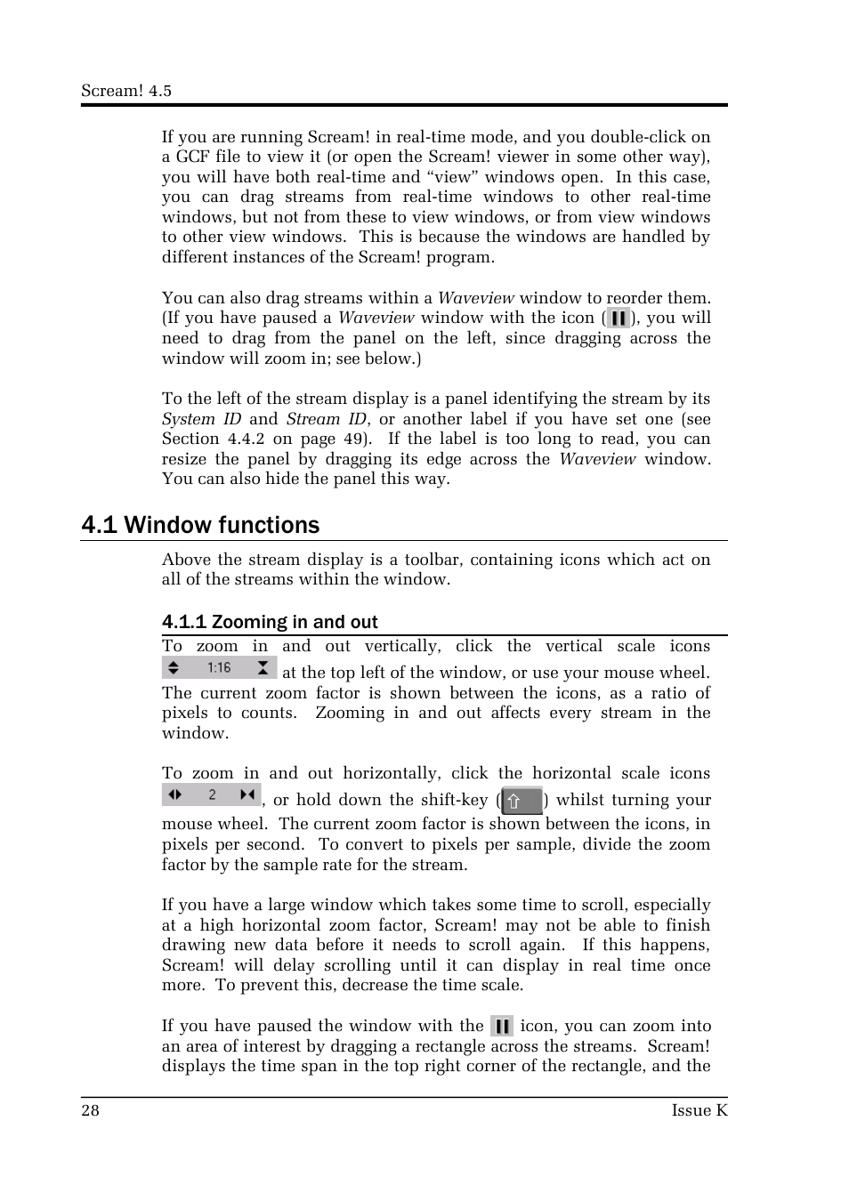 1 window functions | Guralp Systems Scream User Manual | Page 28 / 142