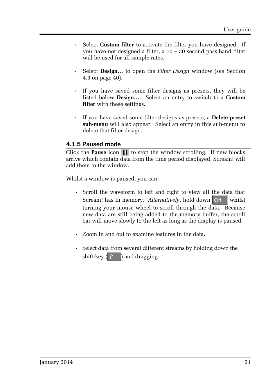 5 paused mode | Guralp Systems Scream User Manual | Page 31 / 142