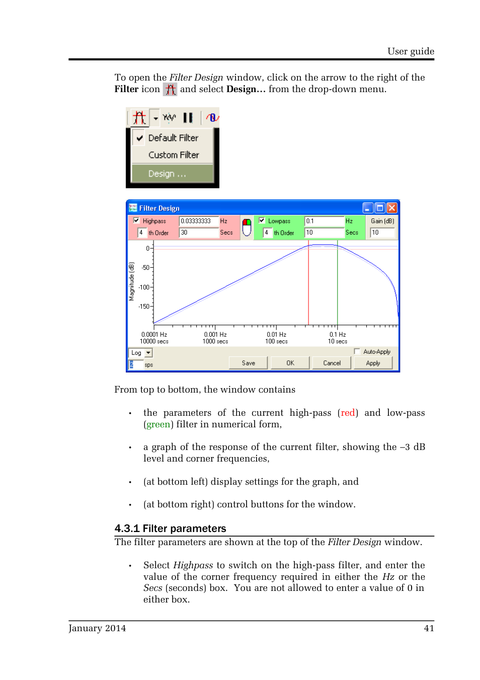 1 filter parameters | Guralp Systems Scream User Manual | Page 41 / 142