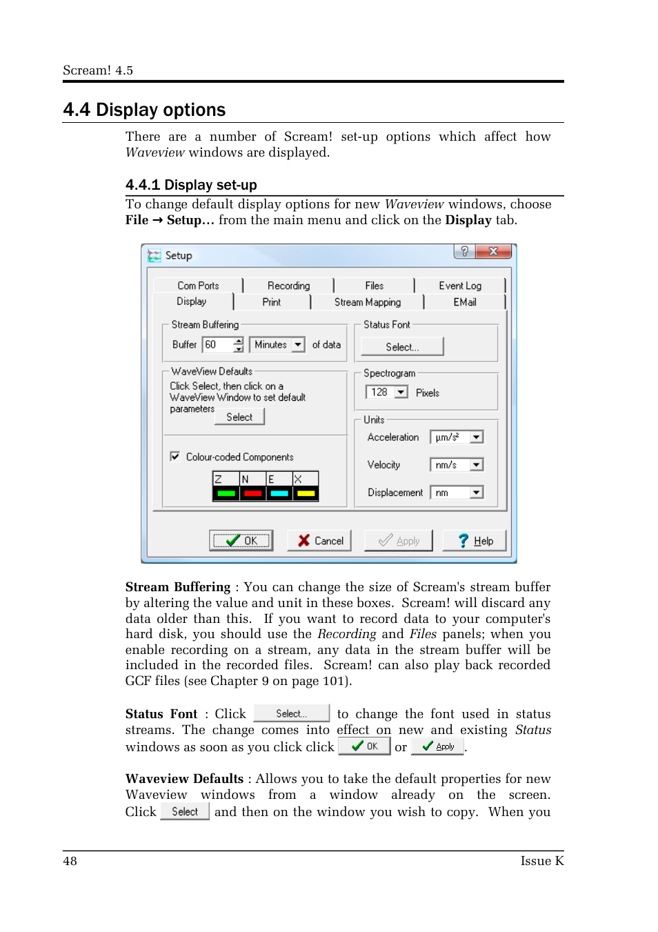 4 display options | Guralp Systems Scream User Manual | Page 48 / 142