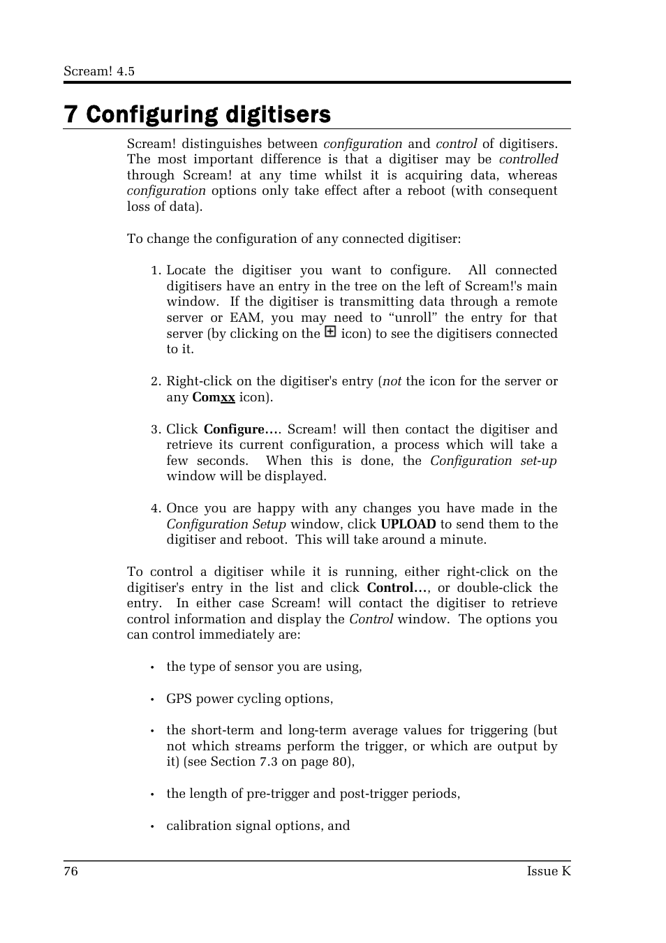 7 configuring digitisers | Guralp Systems Scream User Manual | Page 76 / 142