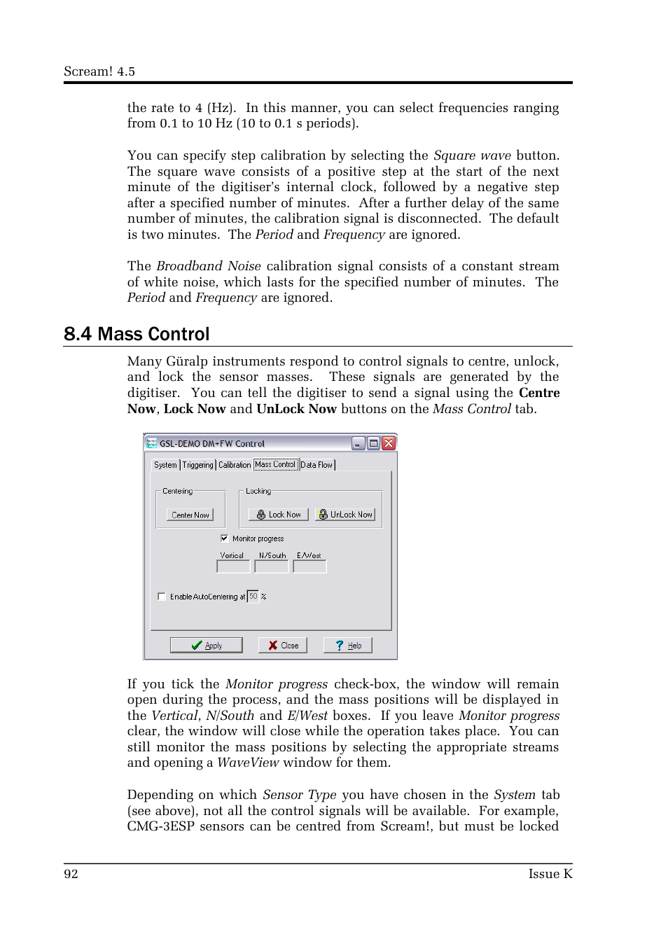 4 mass control | Guralp Systems Scream User Manual | Page 92 / 142