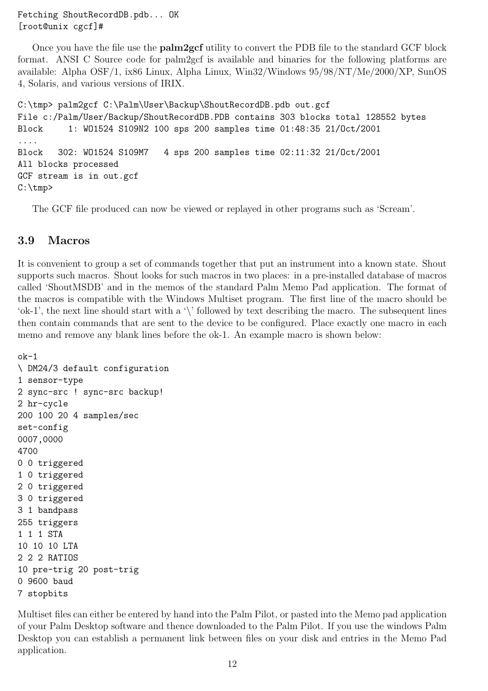 9 macros | Guralp Systems Shout User Manual | Page 12 / 14