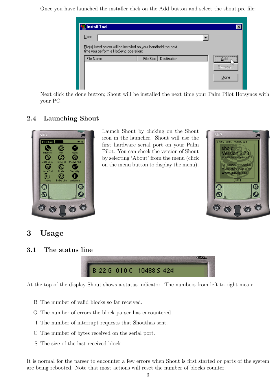 3usage | Guralp Systems Shout User Manual | Page 3 / 14